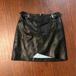 Seek The Label Black Buckle PU Leather Mini Skirt